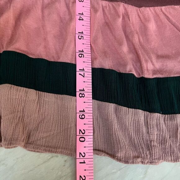 Anthropologie Meadow Rue Color Block Pink Tiered Ruffle Detail blouse size M - Picture 8 of 8